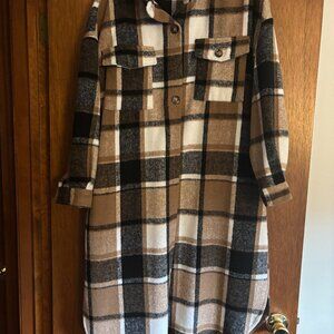 Long fall flannel sweater/coat. NWOT Only worn a few rimes. Very comfortable